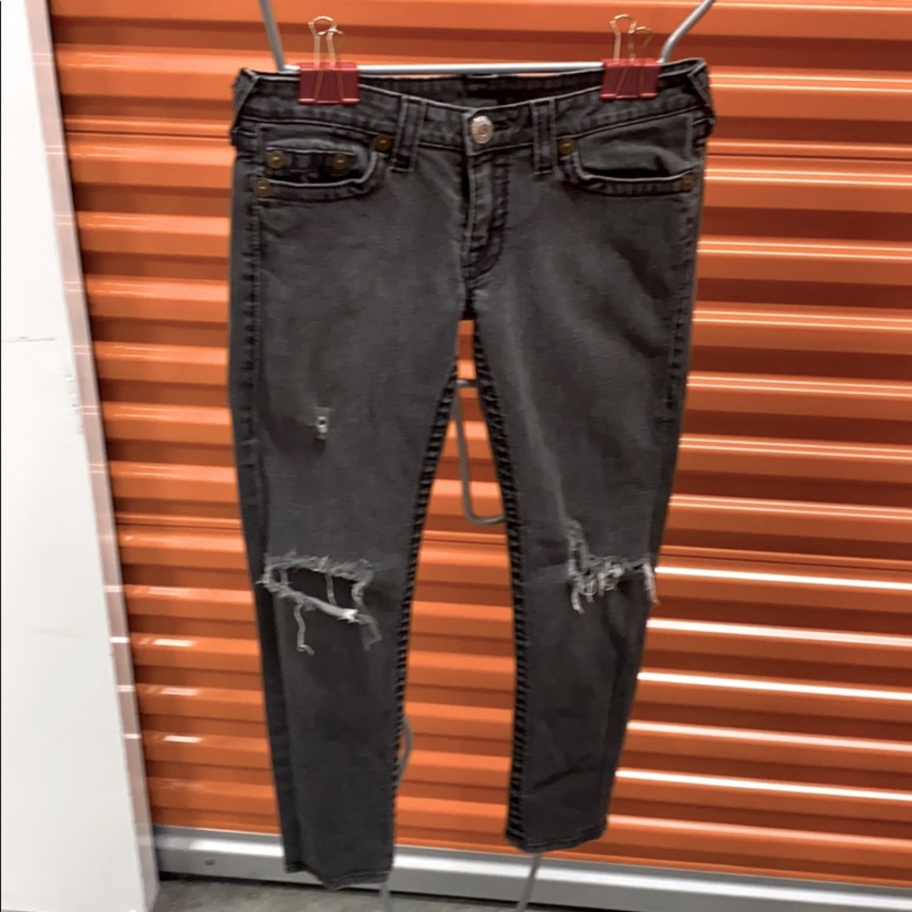 True Religion tapered ripped knee jeans